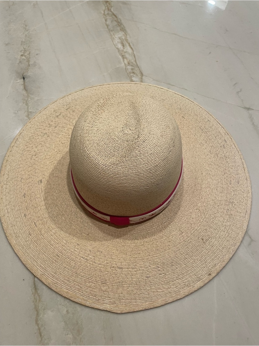Brand New Hand Made 100% Braided Palm Wide-Brim Sun Hat with Pink Trim - Picture 5 of 8